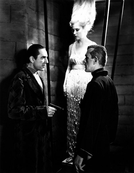 Bela Lugosi, Lucille Lund, Boris Karloff - Černá kočka - Z filmu