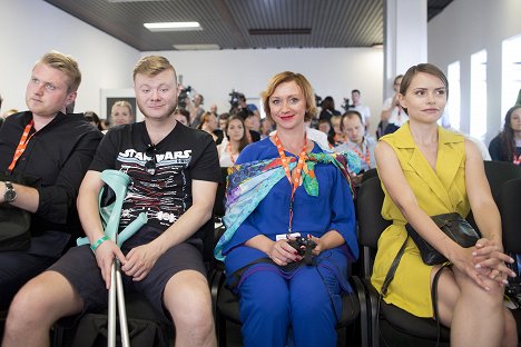 Press conference at the Karlovy Vary International Film Festival on July 3, 2017 - Filip Kaňkovský, Rimma Zjubina, Kristína Kanátová - Čára - Z akcí