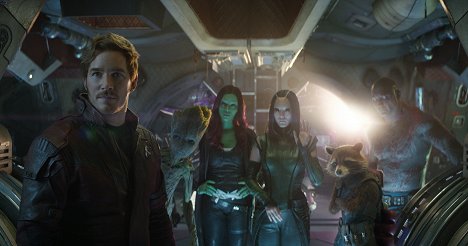 Chris Pratt, Zoe Saldana, Pom Klementieff, Dave Bautista - Avengers: Infinity War - Z filmu
