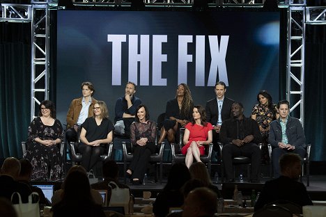 The cast and executive producers of ABC’s “The Fix” addressed the press at the 2019 TCA Winter Press Tour, at The Langham Huntington, in Pasadena, California - Alex Saxon, Breckin Meyer, Merrin Dungey, Robin Tunney, Adam Rayner, Adewale Akinnuoye-Agbaje, Mouzam Makkar, Scott Cohen