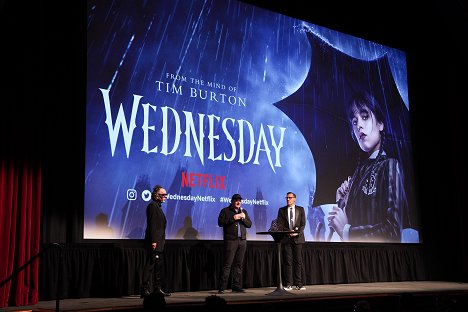 World premiere of Netflix's "Wednesday" on November 16, 2022 at Hollywood Legion Theatre in Los Angeles, California - Tim Burton, Alfred Gough, Miles Millar - Wednesday - Z akcí