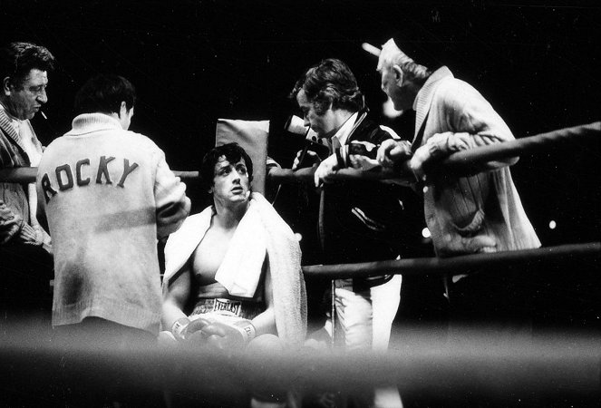 Rocky - Z natáčení - Al Silvani, Sylvester Stallone, John G. Avildsen, Burgess Meredith