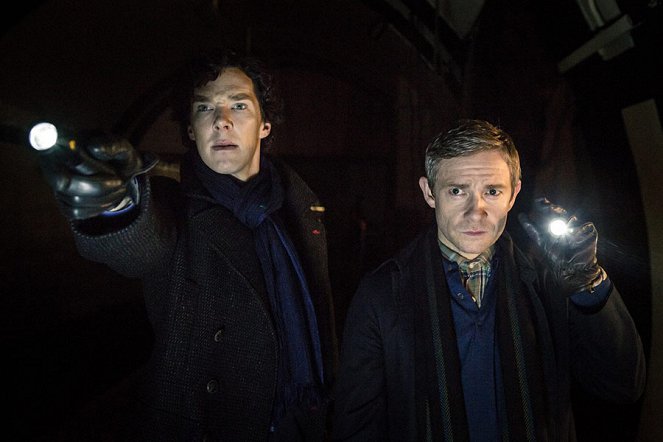Sherlock - Série 3 - Prázdný pohřebák - Z filmu - Benedict Cumberbatch, Martin Freeman