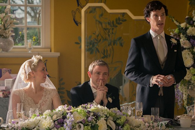 Sherlock - Znamení tří - Z filmu - Amanda Abbington, Martin Freeman, Benedict Cumberbatch