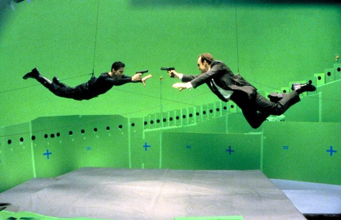 Matrix - Z natáčení - Keanu Reeves, Hugo Weaving