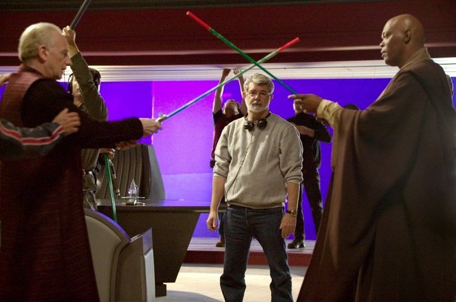 Star Wars: Epizoda III - Pomsta Sithů - Z natáčení - Ian McDiarmid, George Lucas, Samuel L. Jackson