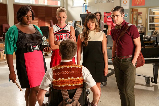 Glee - Nová Rachel - Z filmu - Alex Newell, Heather Morris, Jenna Ushkowitz, Darren Criss