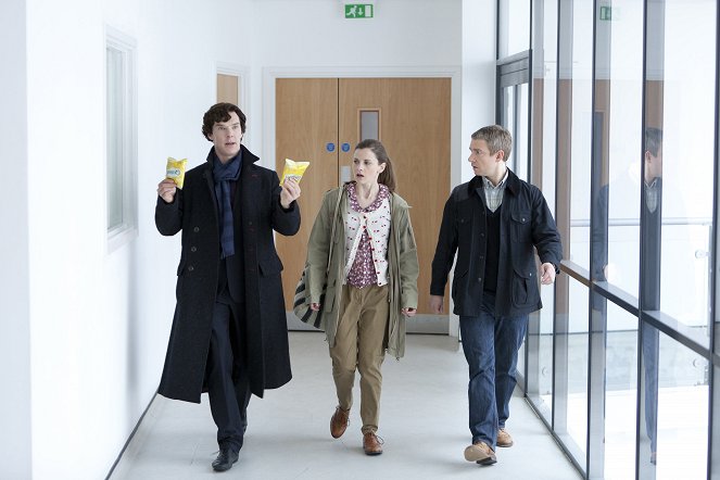 Sherlock - Série 2 - Reichenbašský pád - Z filmu - Benedict Cumberbatch, Louise Brealey, Martin Freeman