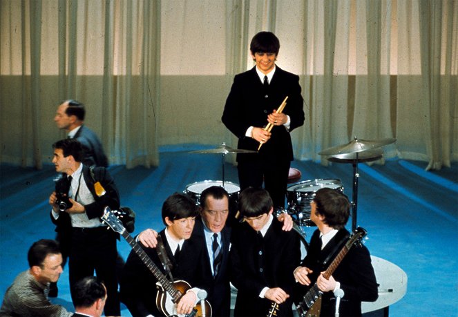 Paul McCartney, Ed Sullivan, George Harrison, Ringo Starr, John Lennon