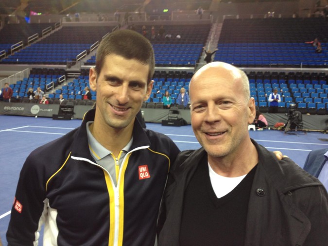 LUCKY BASTARD! Novak Djokovic & Bruce Willis