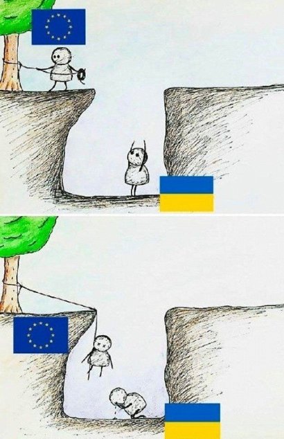 Kreslené vtipy — EU zachraňuje UA.