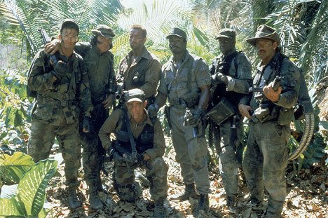 Shane Black, Sonny Landham, Arnold Schwarzenegger, Richard Chaves, Carl Weathers, Bill Duke, Jesse Ventura - Predator - saalistaja - Promokuvat