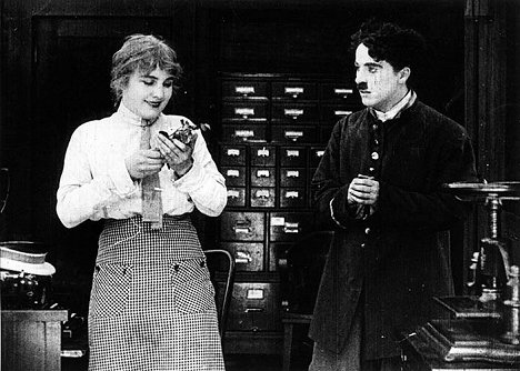 Edna Purviance, Charlie Chaplin - The Bank - Photos