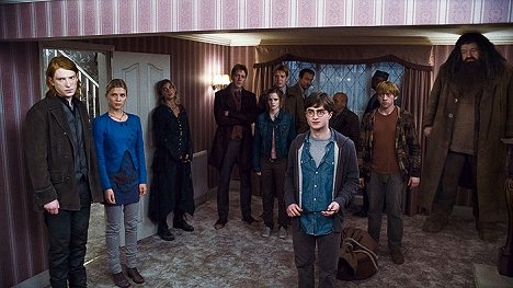 Domhnall Gleeson, Clémence Poésy, Natalia Tena, James Phelps, Emma Watson, Oliver Phelps, David Thewlis, Daniel Radcliffe, Rupert Grint, Robbie Coltrane - Harry Potter a Relikvie smrti - část 1 - Z filmu