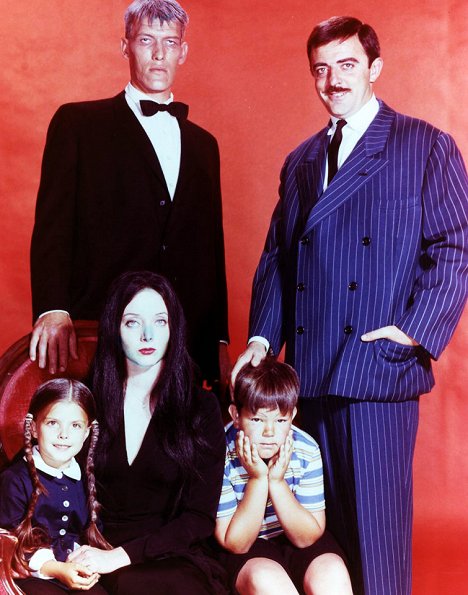 Lisa Loring, Ted Cassidy, Carolyn Jones, Ken Weatherwax, John Astin - Die Addams Family - Werbefoto