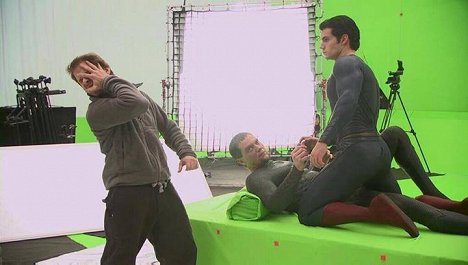 Zack Snyder, Michael Shannon, Henry Cavill - Homem de Aço - De filmagens