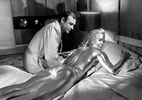 Sean Connery, Shirley Eaton - Goldfinger - Tournage