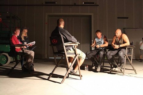 Creighton Rothenberger, Katrin Benedikt, Dolph Lundgren, Randy Couture - The Expendables 3 - Dreharbeiten