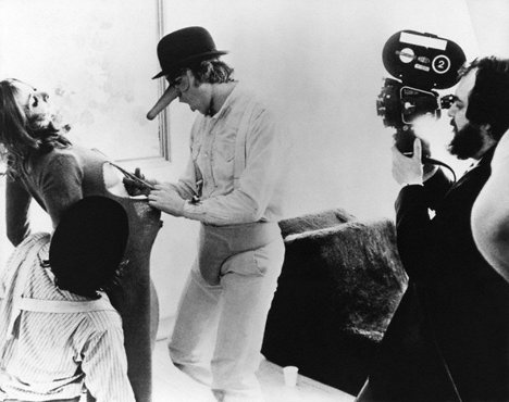 Adrienne Corri, Malcolm McDowell, Stanley Kubrick - La naranja mecánica - Del rodaje