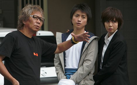 Takashi Miike, Tatsuya Fujiwara, Nanako Matsushima - Wara no tate – Die Gejagten - Dreharbeiten