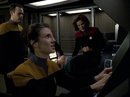 Jay Underwood, Zoe McLellan, Kate Mulgrew - Star Trek: Voyager - A jó pásztor - Filmfotók