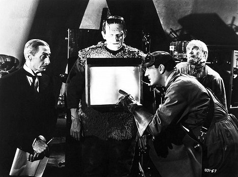 Edgar Norton, Boris Karloff, Basil Rathbone, Bela Lugosi - La sombra de Frankenstein - De la película