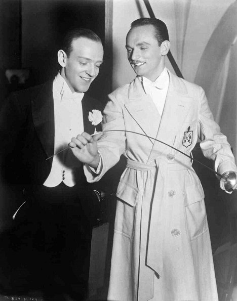 Fred Astaire, Erik Rhodes - Le Danseur du dessus - Tournage