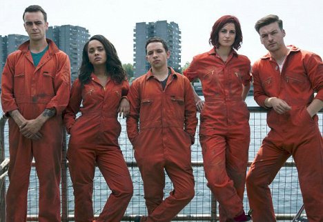 Joe Gilgun, Karla Crome, Nathan McMullen, Natasha O'Keeffe, Matt Stokoe - Misfits - Season 5 - Werbefoto