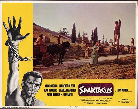Peter Ustinov, Jean Simmons, Kirk Douglas - Spartacus - Lobbykaarten