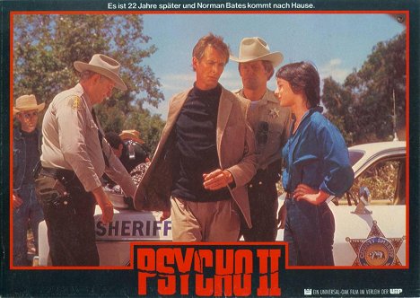 Hugh Gillin, Anthony Perkins, Chris Hendrie, Meg Tilly - Psycho II - Lobbykaarten