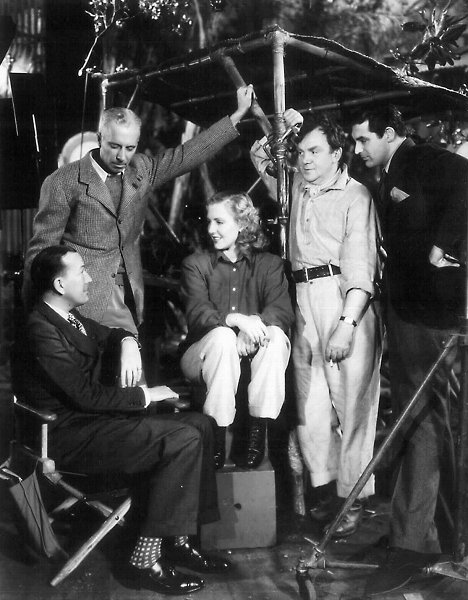 Howard Hawks, Jean Arthur, Thomas Mitchell, Cary Grant - Seuls les anges ont des ailes - Tournage