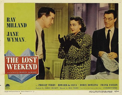 Ray Milland, Jane Wyman, Phillip Terry - The Lost Weekend - Lobbykaarten