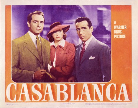 Paul Henreid, Ingrid Bergman, Humphrey Bogart - Casablanca - Lobby karty