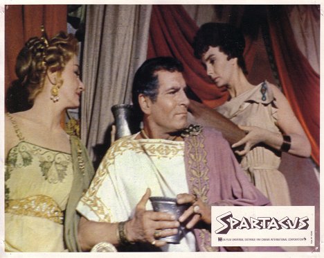 Nina Foch, Laurence Olivier, Jean Simmons - Spartakus - Lobby karty