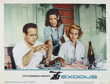 Paul Newman, Alexandra Stewart, Eva Marie Saint - Exodus - Lobbykarten