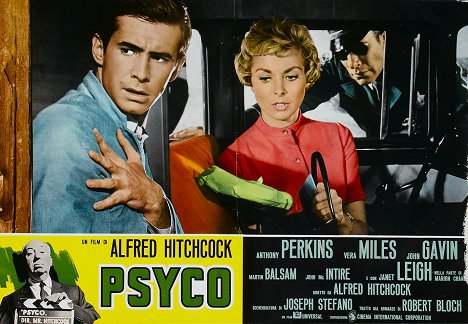 Anthony Perkins, Janet Leigh, Mort Mills - Psico - Cartões lobby