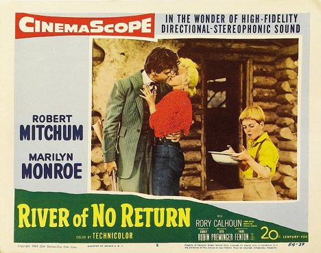 Rory Calhoun, Marilyn Monroe, Tommy Rettig - River of No Return - Lobbykaarten