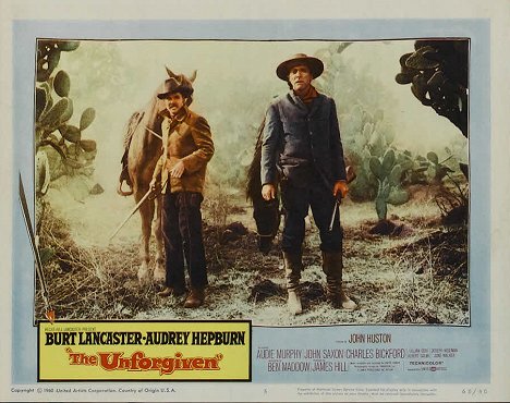 Audie Murphy, Burt Lancaster - The Unforgiven - Cartões lobby