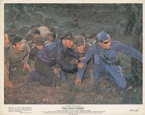 Brad Dexter, James Brolin, Frank Sinatra, Trevor Howard, Sergio Fantoni - Von Ryan's Express - Lobbykaarten