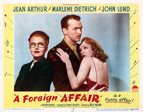 Jean Arthur, John Lund, Marlene Dietrich - A Foreign Affair - Lobby Cards