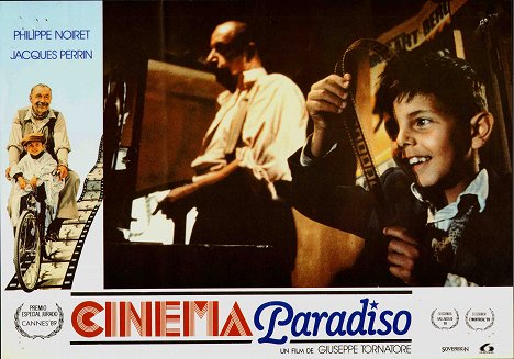 Philippe Noiret, Salvatore Cascio - Cinema Paradiso - Lobbykarten