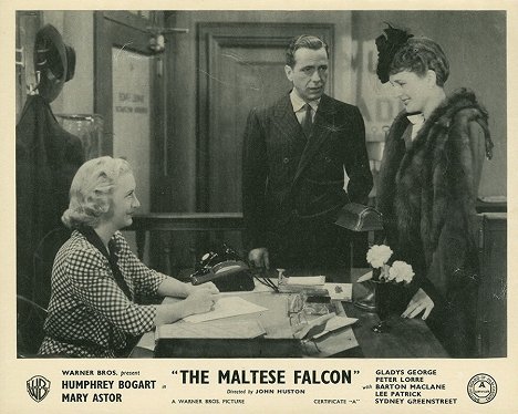 Lee Patrick, Humphrey Bogart, Mary Astor - The Maltese Falcon - Lobbykaarten