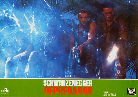 Sonny Landham, Carl Weathers, Arnold Schwarzenegger, Richard Chaves - Predator - Lobbykarten