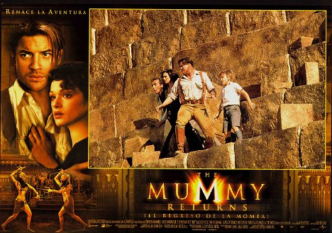 John Hannah, Rachel Weisz, Brendan Fraser, Freddie Boath - The Mummy Returns - Lobbykaarten