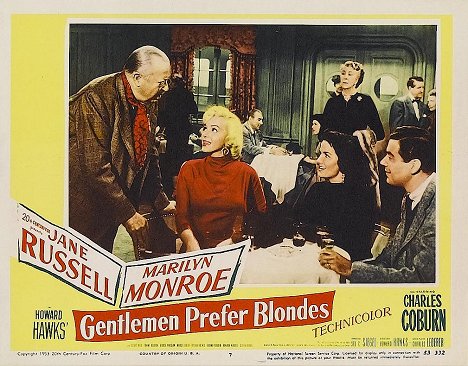 Charles Coburn, Marilyn Monroe, Jane Russell, Elliott Reid - Mężczyźni wolą blondynki - Lobby karty