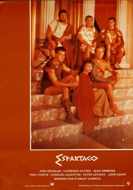 Peter Ustinov, Tony Curtis, Laurence Olivier, Jean Simmons, Kirk Douglas, John Dall - Spartacus - Lobbykaarten