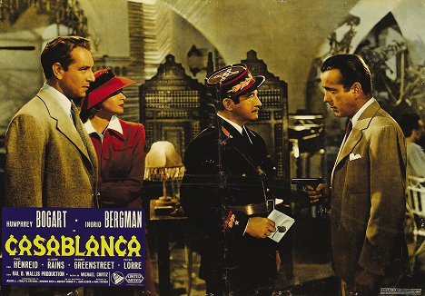 Paul Henreid, Ingrid Bergman, Claude Rains, Humphrey Bogart - Casablanca - Cartões lobby