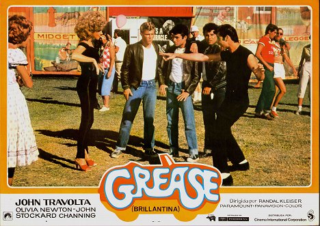 Olivia Newton-John, Kelly Ward, Barry Pearl, Michael Tucci, John Travolta - Grease - Lobbykaarten