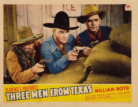 Andy Clyde, William Boyd, Russell Hayden - Three Men from Texas - Lobby Cards
