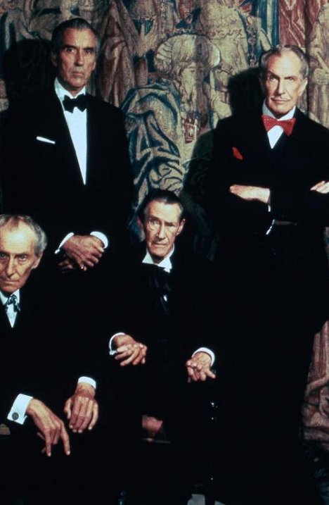 Peter Cushing, Christopher Lee, John Carradine, Vincent Price - Das Haus der langen Schatten - Werbefoto